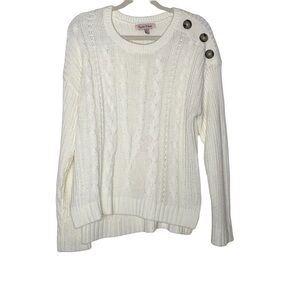 Harlow & Rose cream colored sweater with side split. Size XL